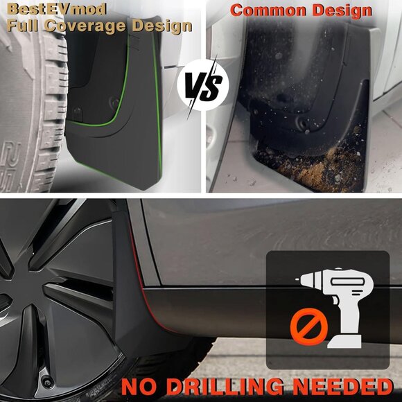 Custom Fit: BestEvMod compatible with Tesla Model Y Juniper Refresh Mud Flaps - Picture 2 of 7